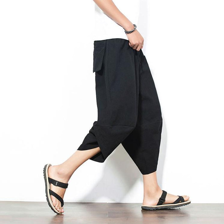 Solid Black Capri Cropped Pant