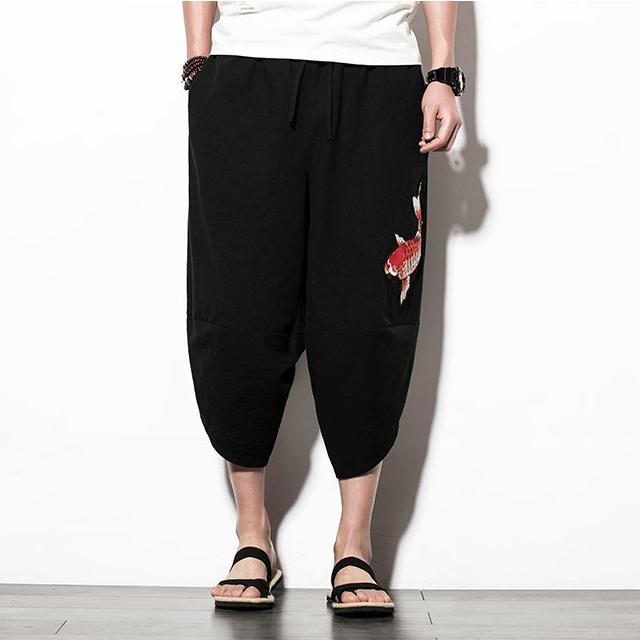 Black Koi Carp Capri Cropped Pant