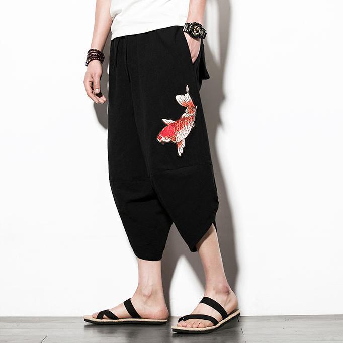 Black Koi Carp Capri Cropped Pant