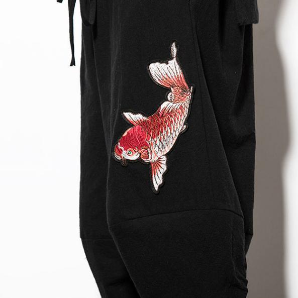 Black Koi Carp Capri Cropped Pant