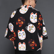 Black Cat Mask Kimono Cardigan Shirt