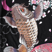 Blossom & Jumping Koi Embroidery T-Shirt