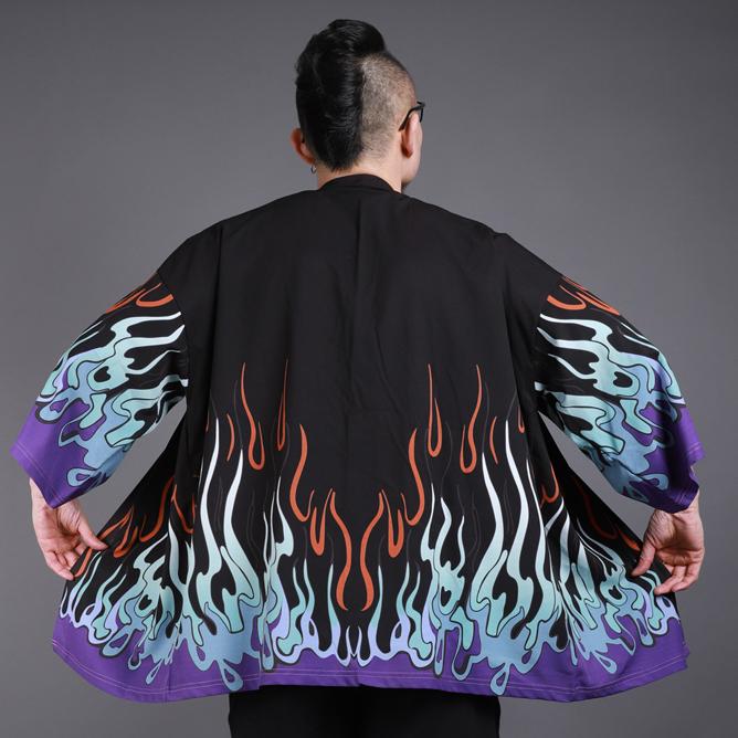 Blue Fire Kimono Cardigan Shirt