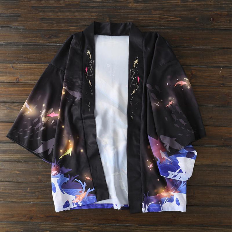 Blue Peng Haori Kimono Cardigan