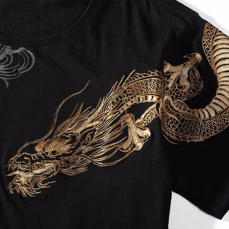 Dragon on Shoulder Embroidery T-Shirt