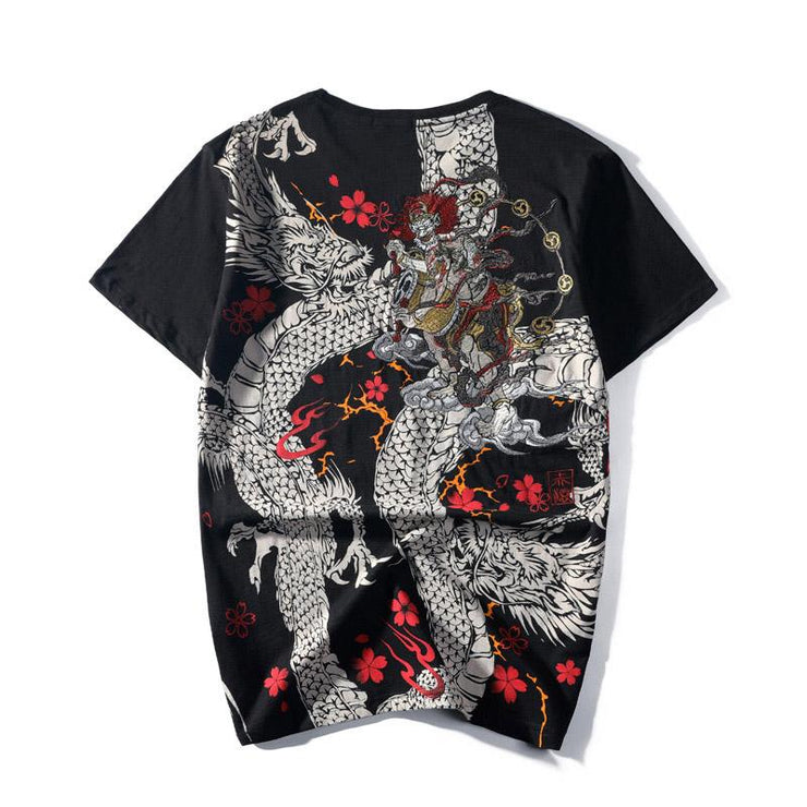 Dragon & Raijin Embroidery T-Shirt