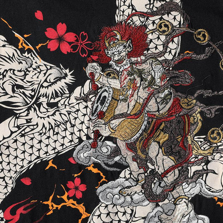 Dragon & Raijin Embroidery T-Shirt