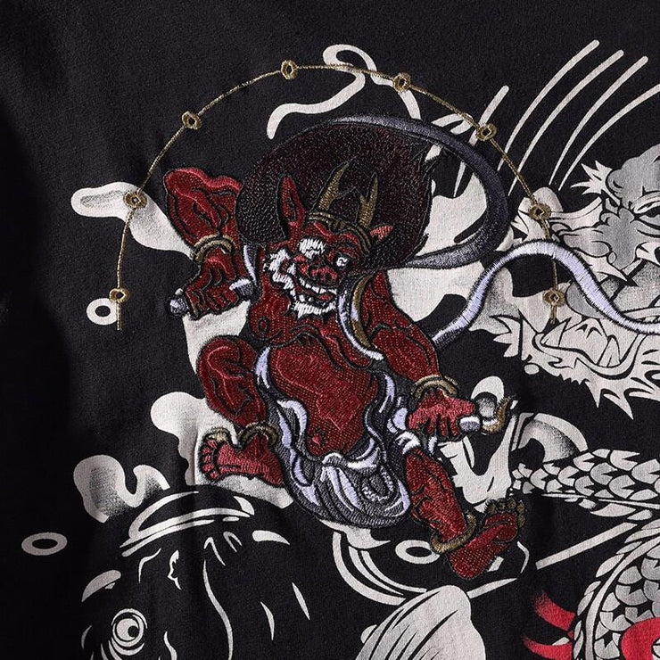 Raijin & Fujin Embroidery T-Shirt