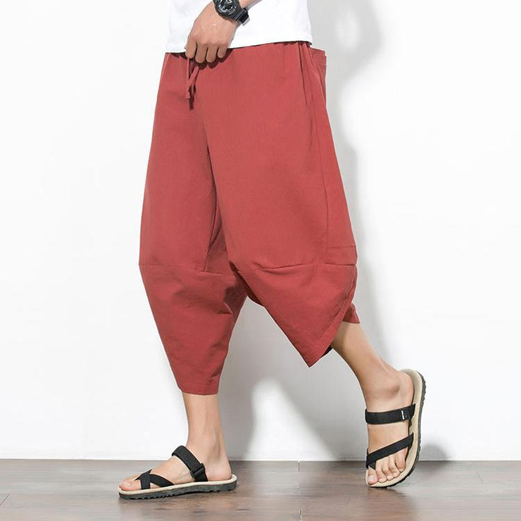 Solid Red Capri Cropped Pant