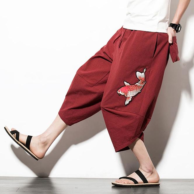 Red Koi Carp Capri Cropped Pant