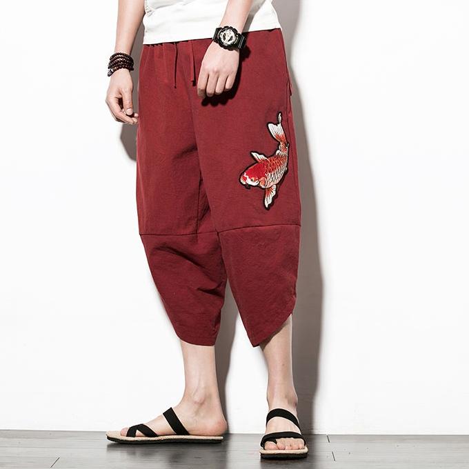 Red Koi Carp Capri Cropped Pant