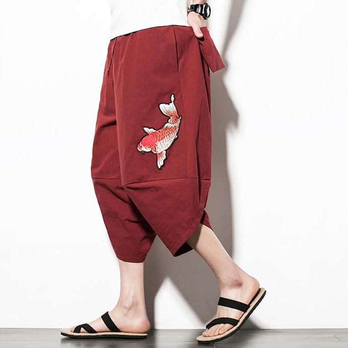 Red Koi Carp Capri Cropped Pant