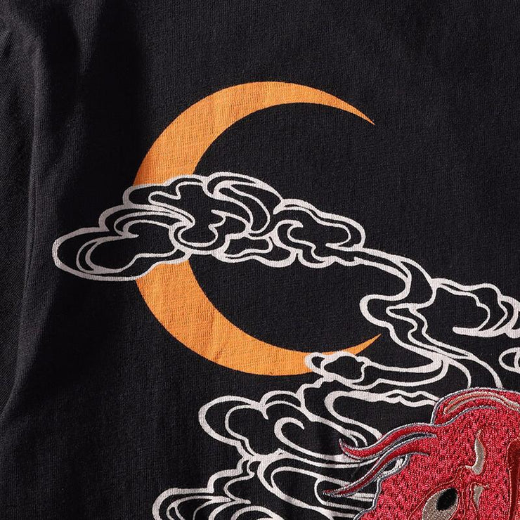 Red Koi Embroidery T-Shirt