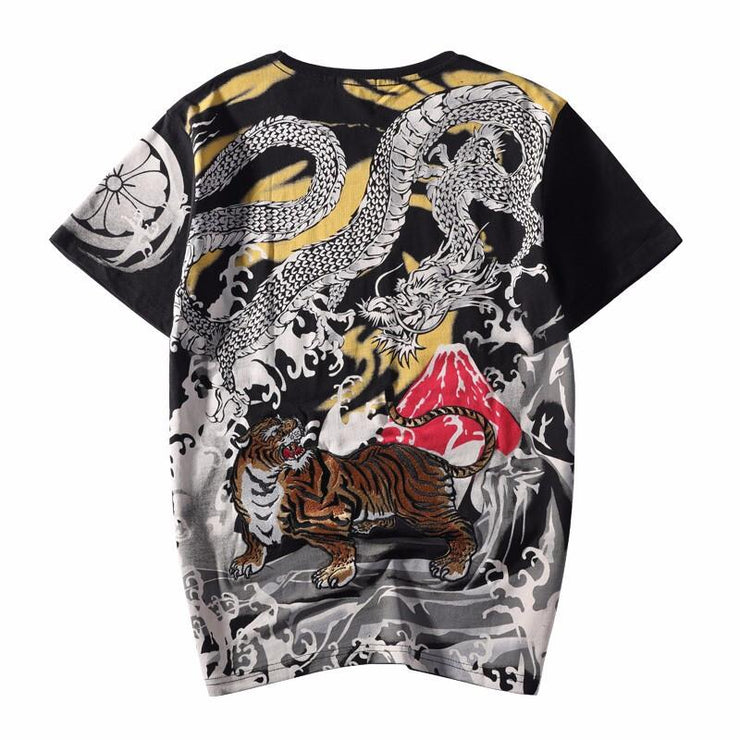 Tiger & Dragon Embroidery T-Shirt