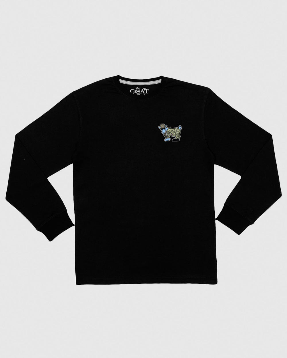 Black long sleeve with army goat left chest logo