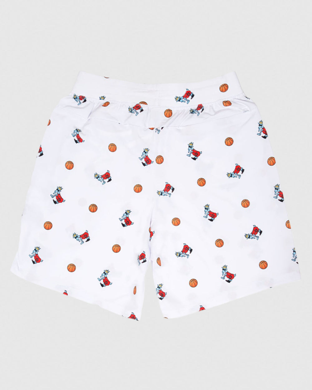 Back of white Men's Athletic Shorts: Basketball All-Over-Print