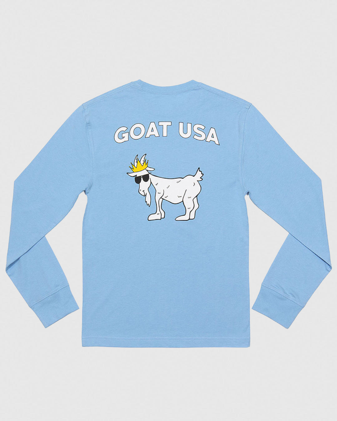 (Back)Carolina Blue long sleeve with big goat graphic#color_carolina-blue