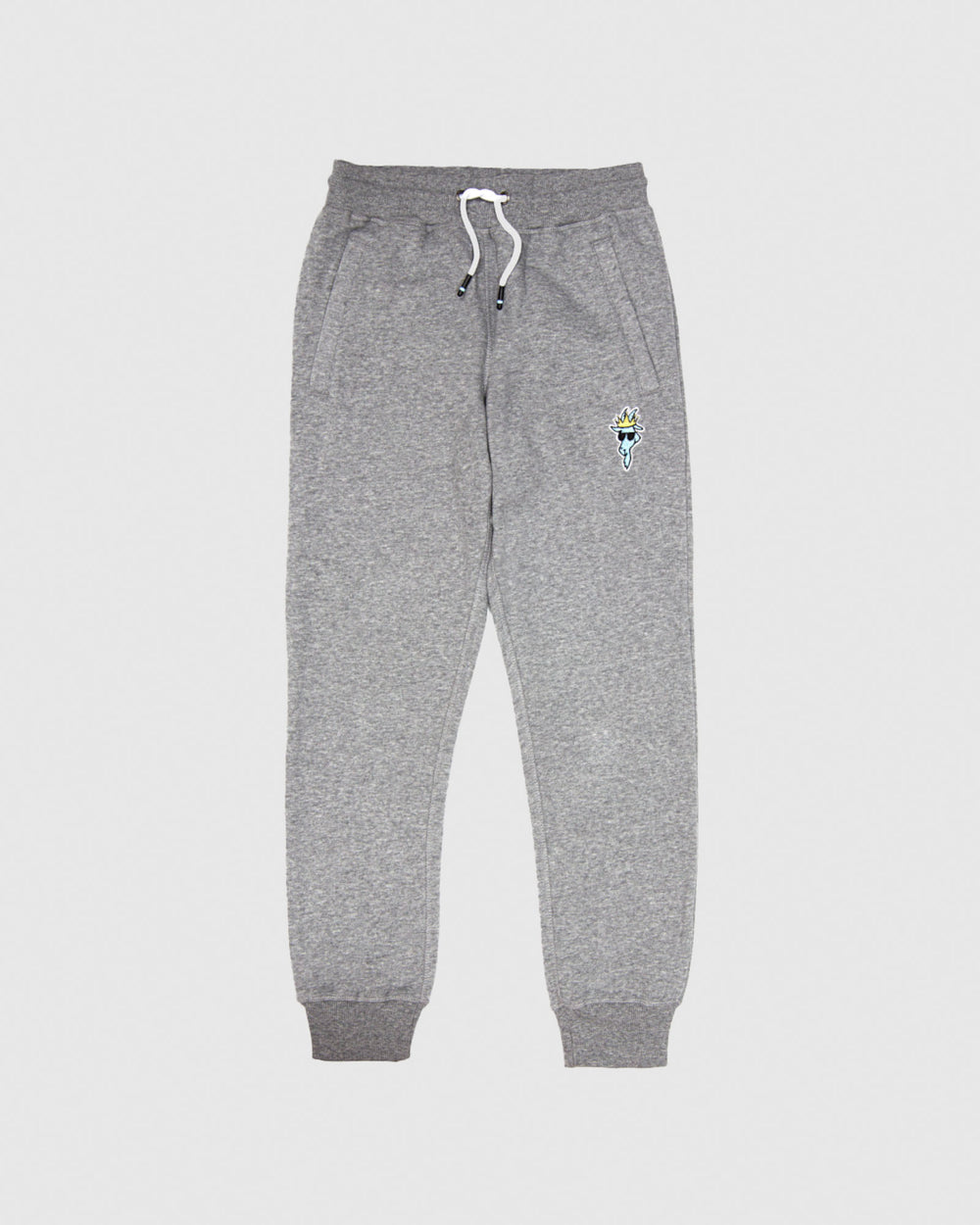 Front of light gray OG Fleece Joggers#color_gray