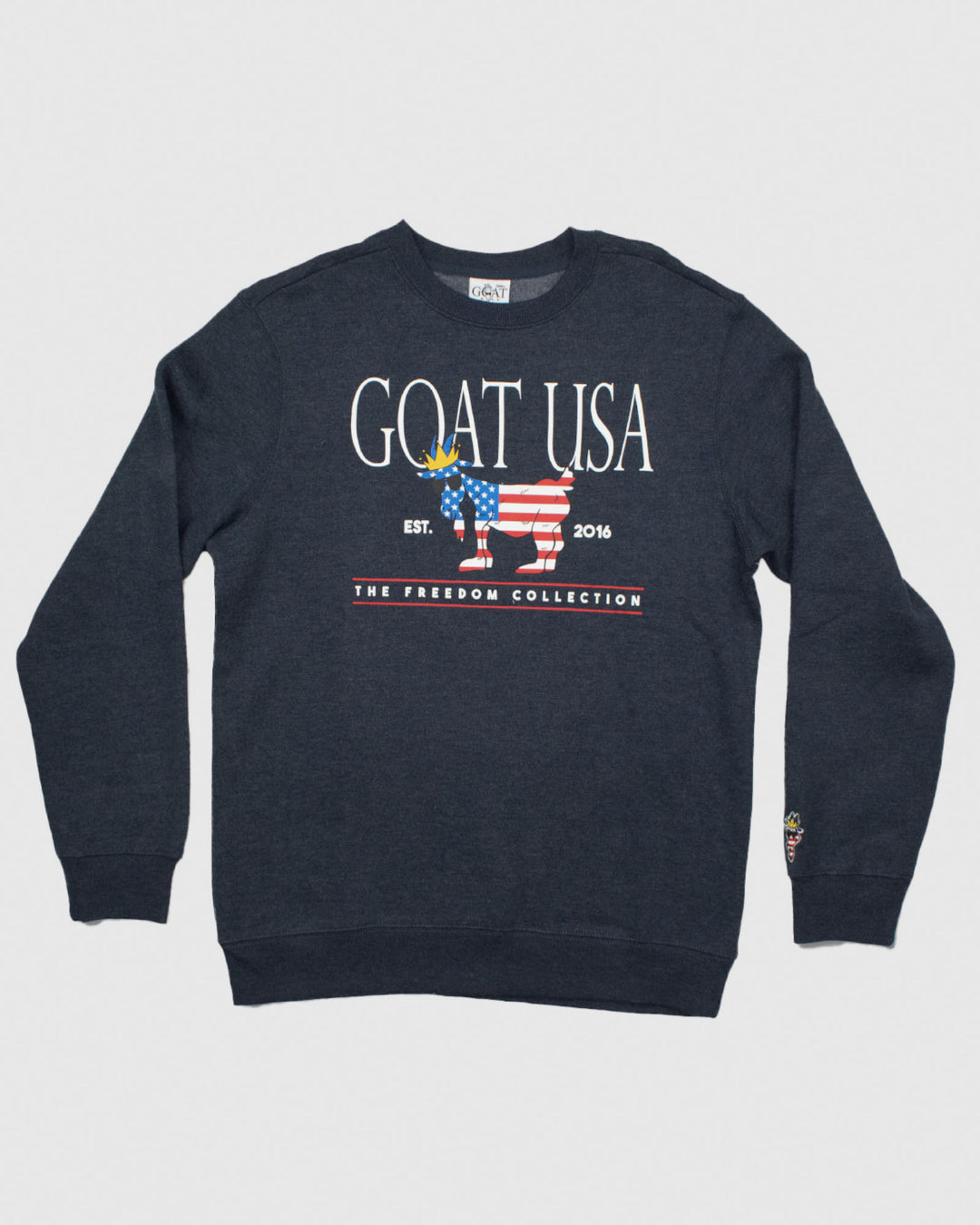 Front of navy Freedom North Tyson Crewneck Sweatshirt#color_navy