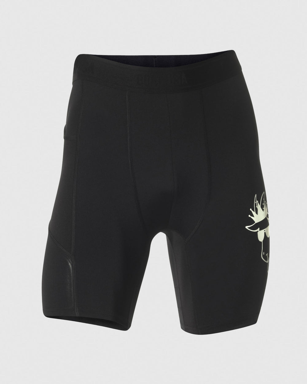 Black compression shorts with the GOAT USA logo on the them#color_black