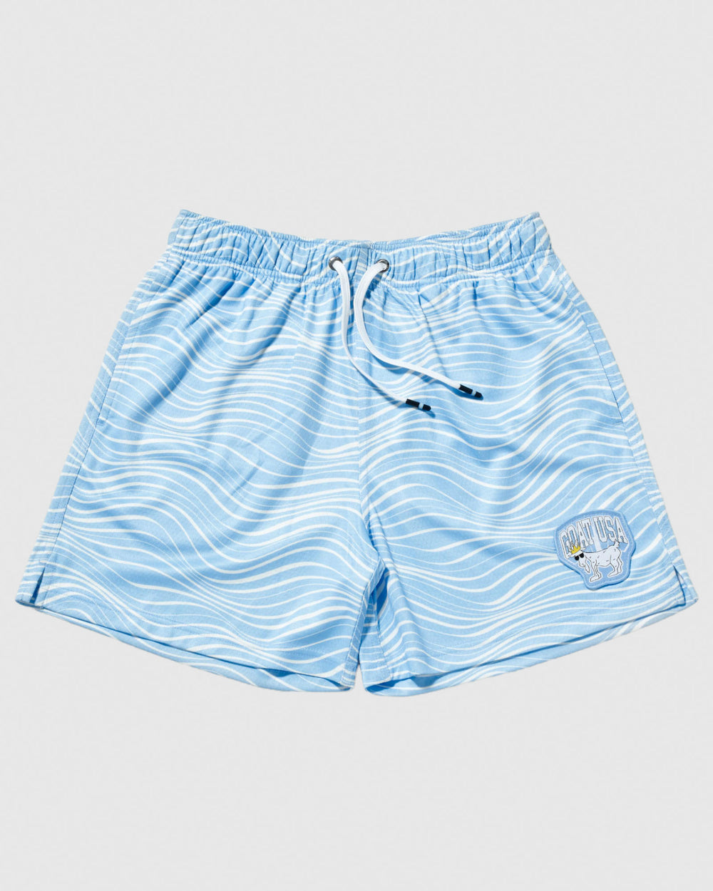 Front of carolina blue mesh shorts with wave design#color_carolina-blue