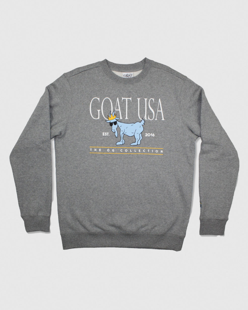 Front of gray OG North Tyson Crewneck Sweatshirt#color_gray