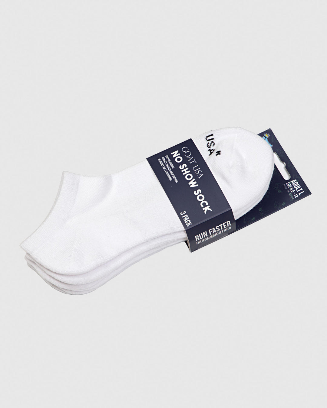 White no show socks in packaging