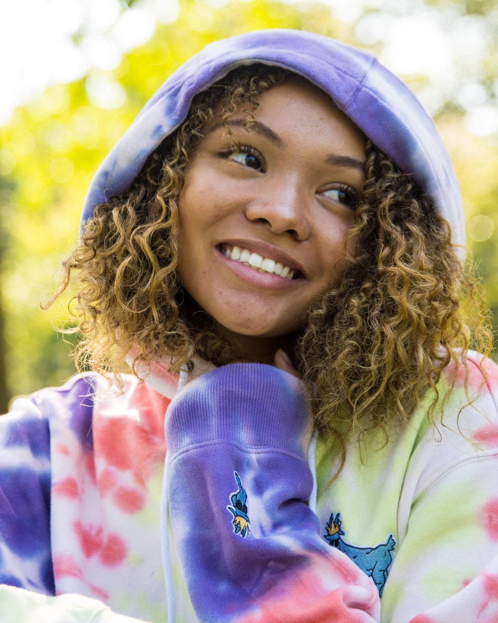 Model wearing Tie-Dye Hooded Sweatshirt