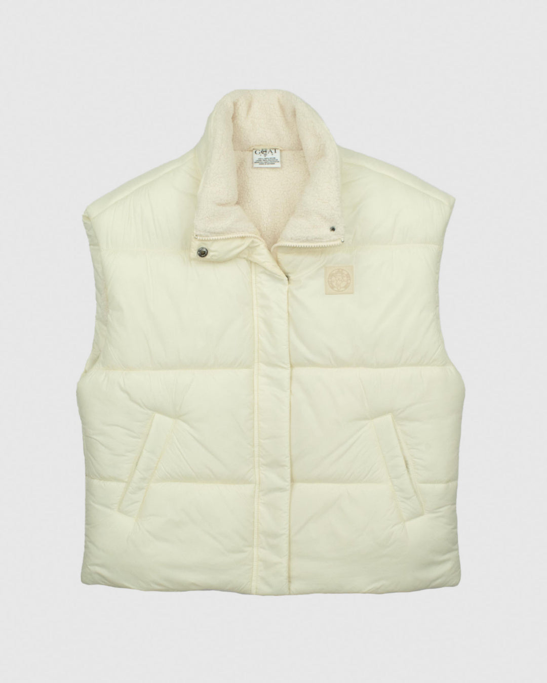 Front of ivory Women's Puffer Fleece Vest#color_ivory